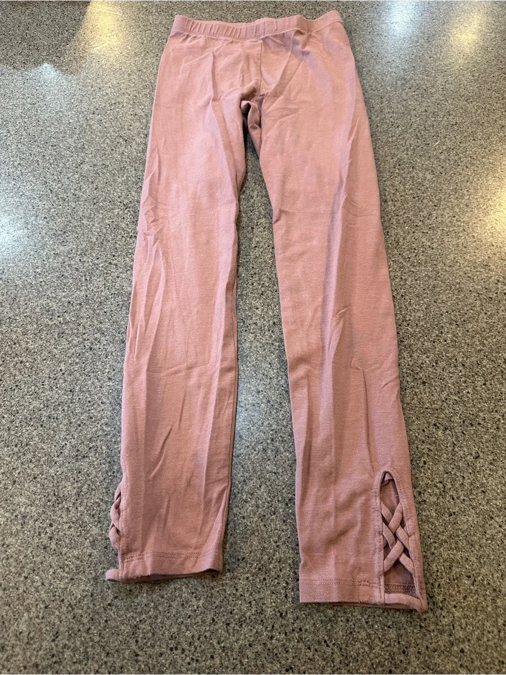 Mauve Knit Leggings with Braided Ankle Detail